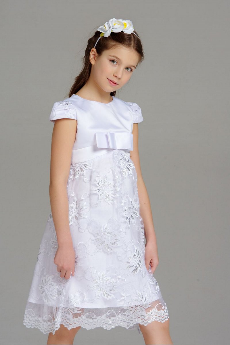 Amanda-saténové šaty s čipkou biele 