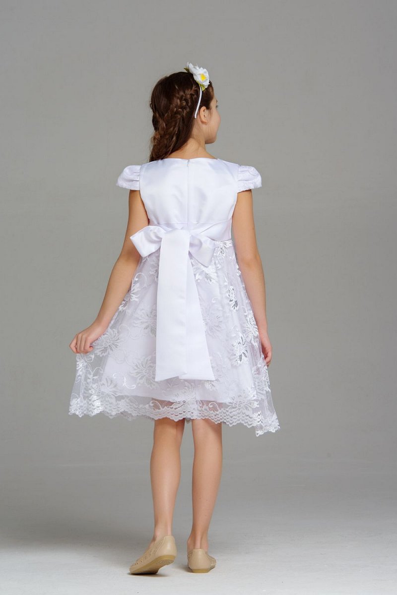 Amanda-saténové šaty s čipkou biele 