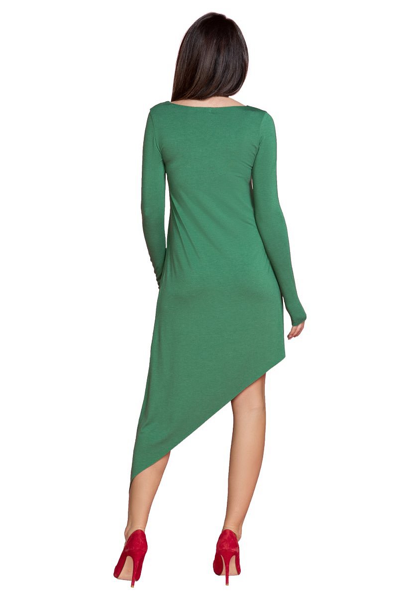Asymetrické šaty s dlhým rukávom zelené