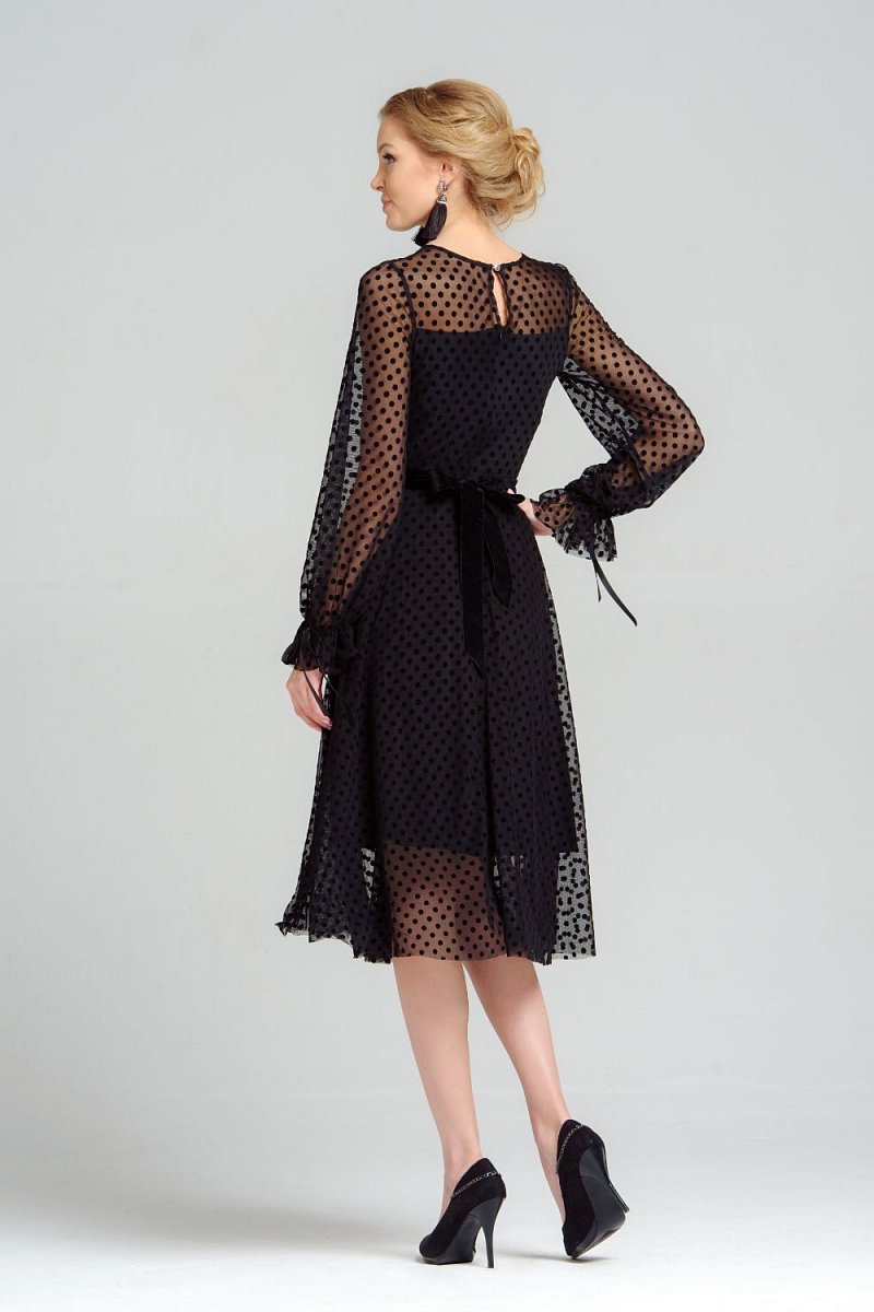 Bianka-romantické bodkované šaty čierne
