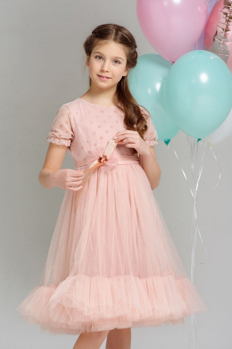Bianka-romantické bodkované šaty púdrovo ružové