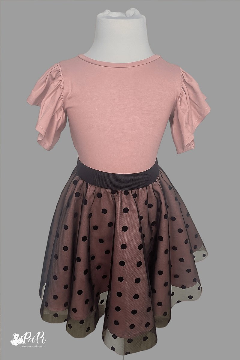 Bodka- Ružová sukňa s čiernou sieťovinou