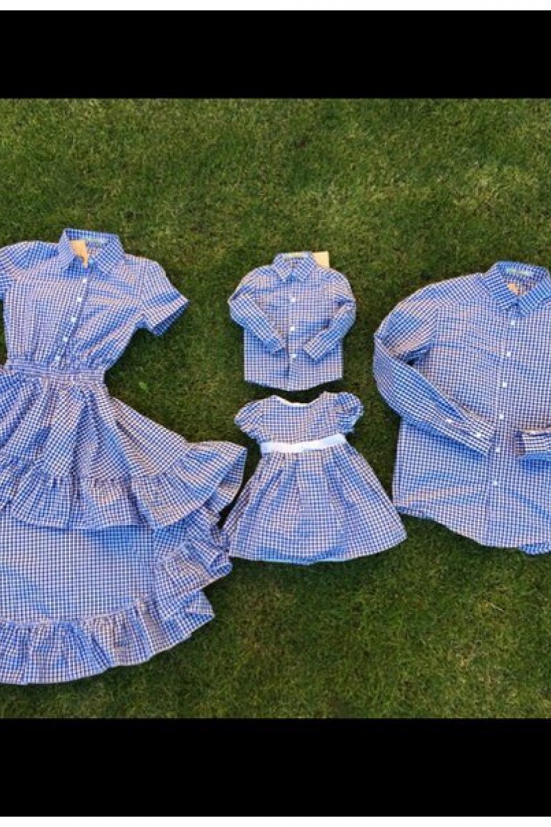 Kan-letné kockované šaty modra