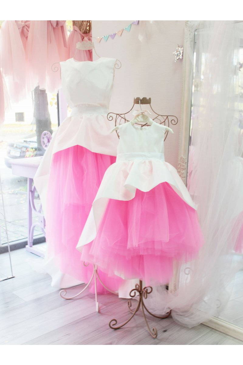 Lolita-šaty s odnímateľným vlakom bielo ružové