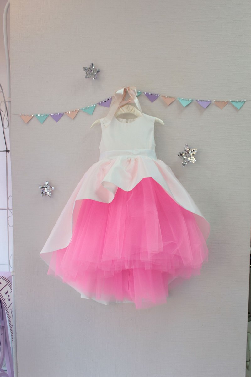 Lolita-šaty s odnímateľným vlakom bielo ružové