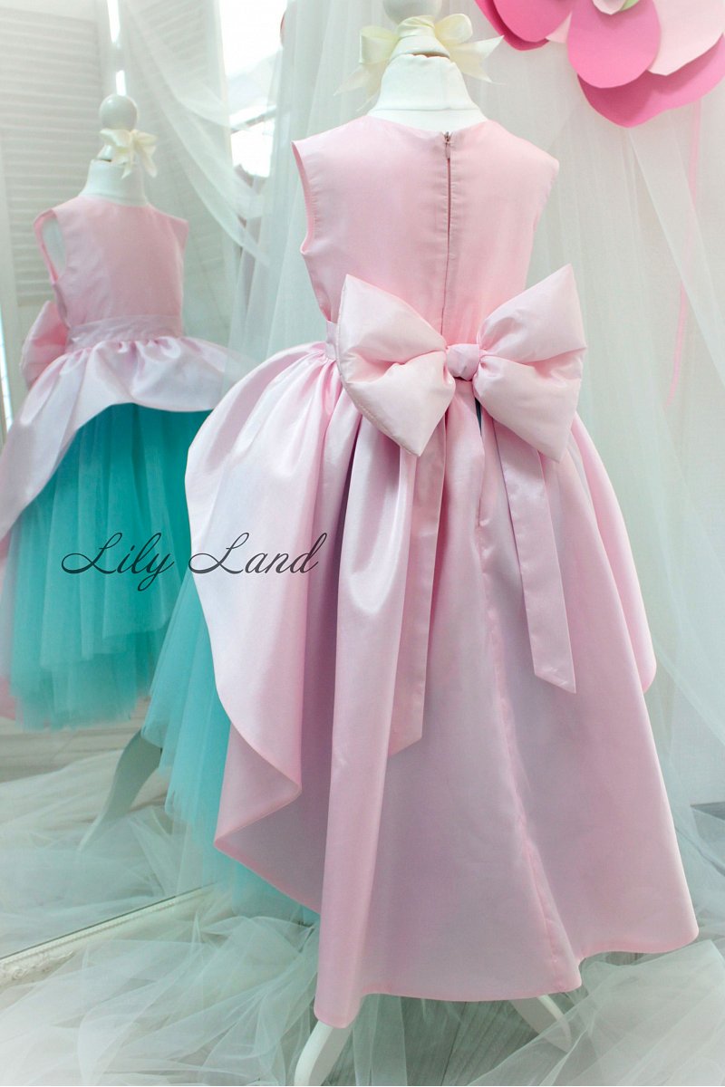 Lolita-šaty s odnímateľným vlakom ružovo tyrkys