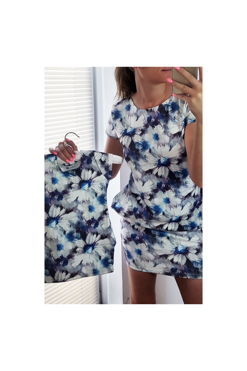 Šaty s kvetinovou potlačou modré