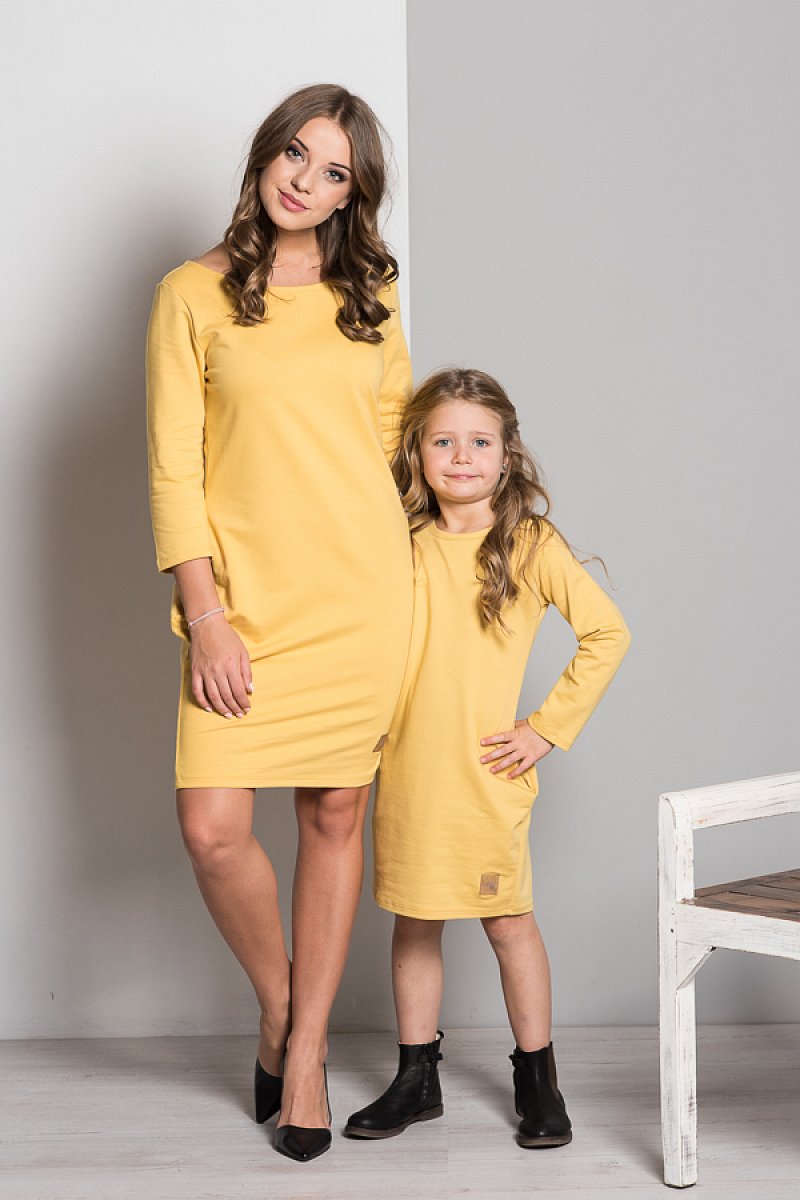 Šaty s vreckami žlté dieťa