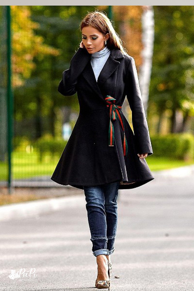 Vea-jesenný kabát čierny