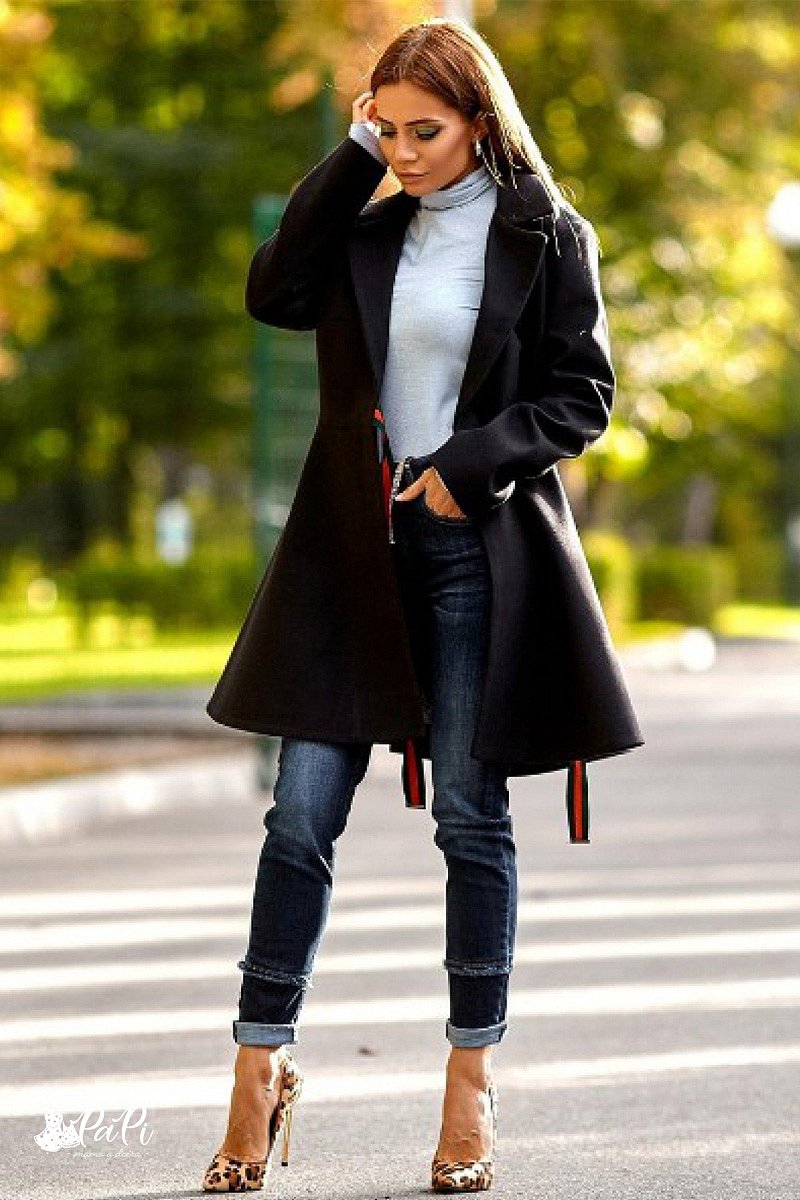 Vea-jesenný kabát čierny
